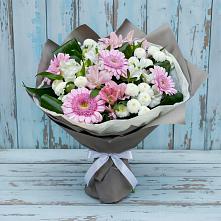Букет цветов из:  Герберы, Альстромерии и Хризантемы #REPLACE_PRED# Дружной Горке