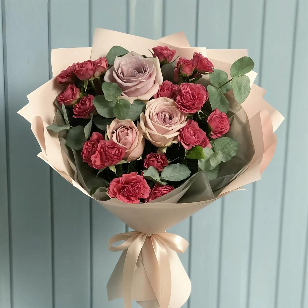 Букет цветов из: Гвоздики и Розы в Дружной Горке