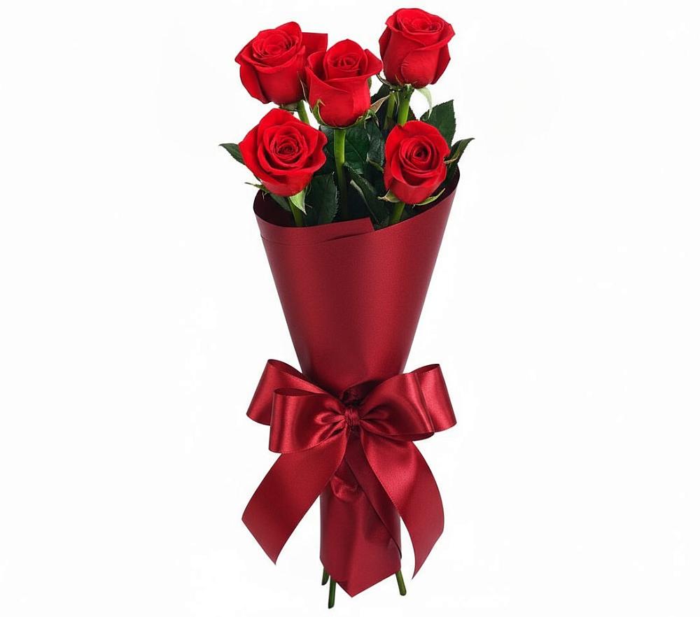 Букет 5 Красных роз Эдлесс Лав в Дружной Горке