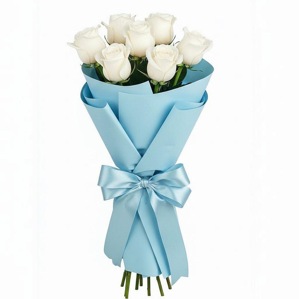 Букет 7 белых роз Проуд в Дружной Горке