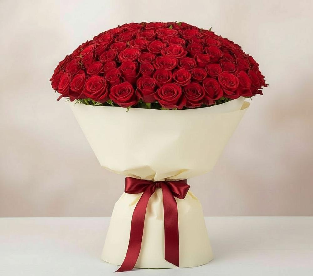 Букет 101 Красная роза Милано в Дружной Горке