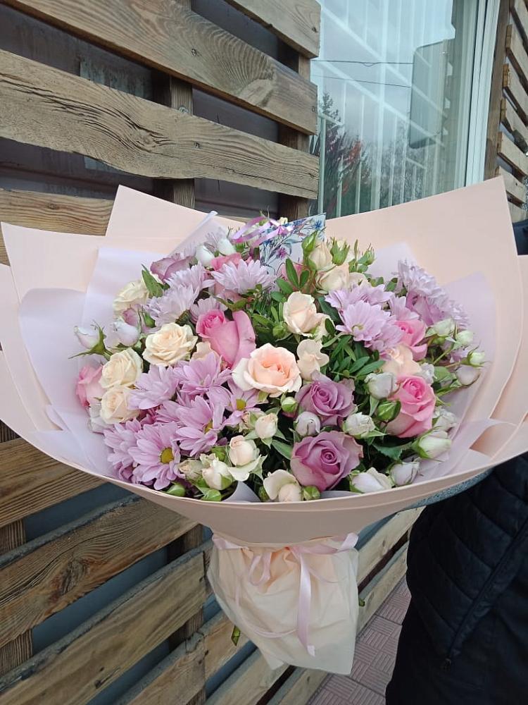 Букет цветов из: Розы и Хризантемы в Дружной Горке