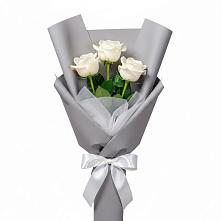 Букет 3 белые розы #REPLACE_PRED# Дружной Горке