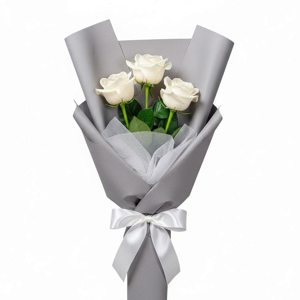 Букет 3 белые розы в Дружной Горке