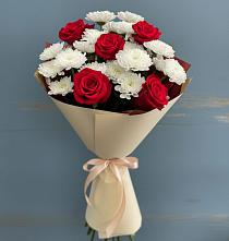 Букет цветов из:  Розы и Хризантемы в Дружной Горке