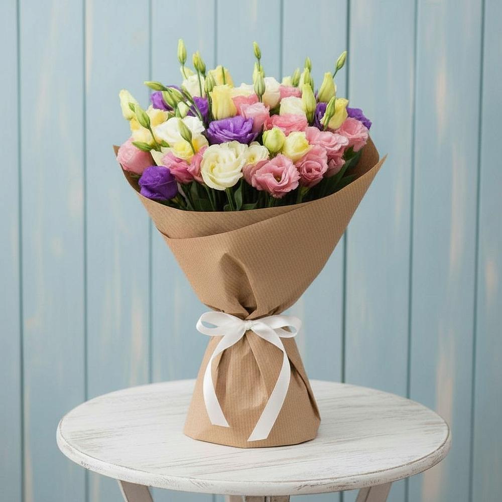 Букет цветов из: Лизиантусы в Дружной Горке