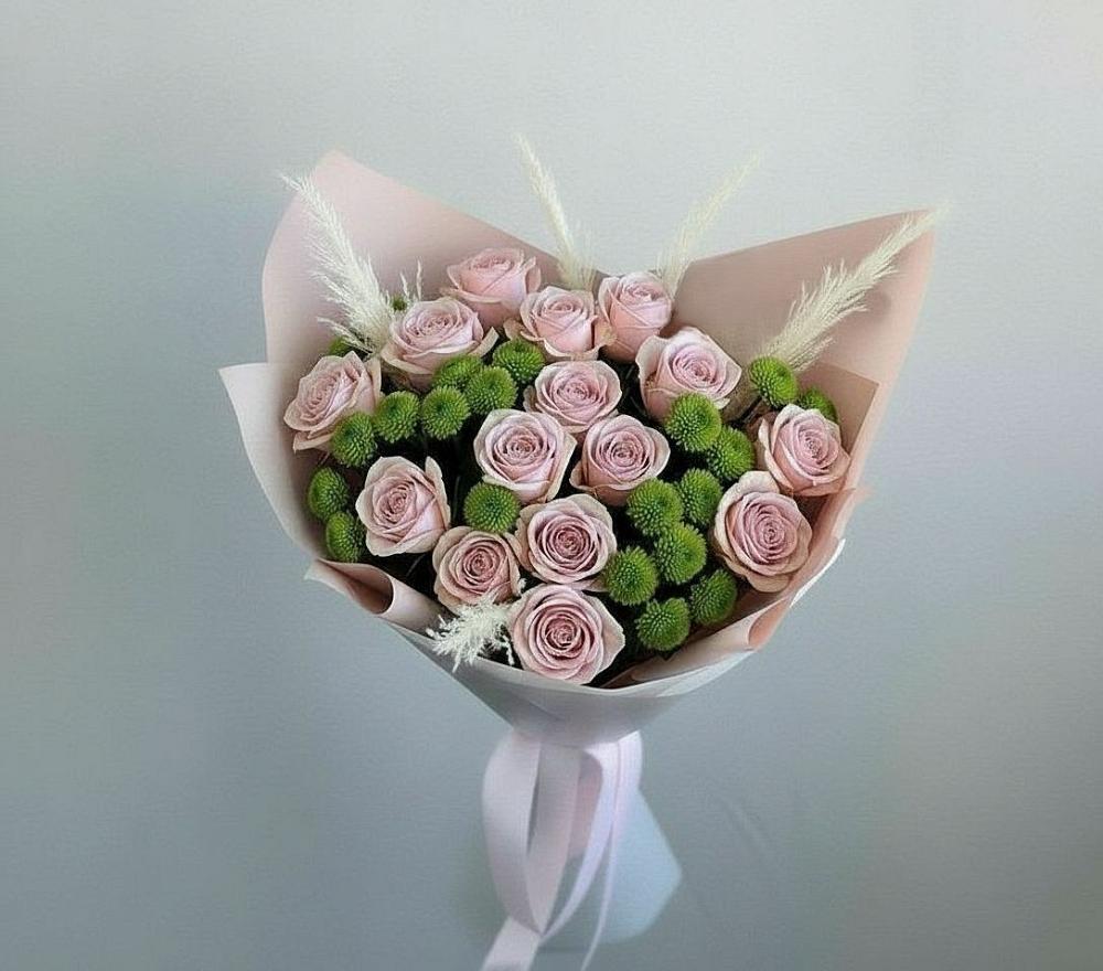 Букет цветов из: Розы и Хризантемы в Дружной Горке