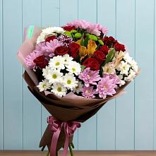 Букет цветов из:  Розы, Хризантемы и Альстромерии в Дружной Горке