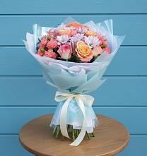 Букет цветов из:  Хризантемы и Розы в Дружной Горке