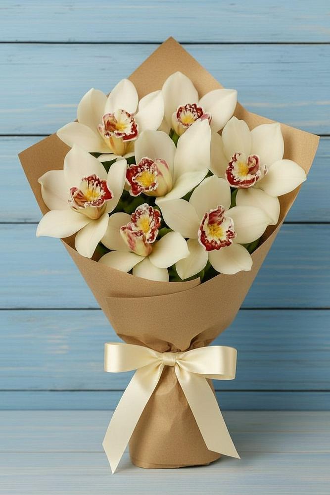 Букет цветов из: Орхидеи и Розы в Дружной Горке